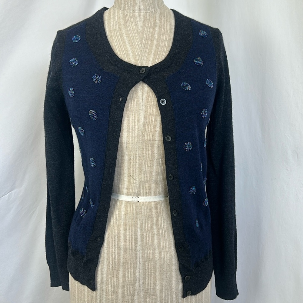 Marc by Marc Jacobs charcoal knit and beaded cardigan XS